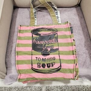 IUC Andy Warhol Striped Pink and Green Tote Bag